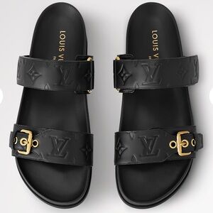 Louis Vuitton sandals Bom Dia Flat Comfort Mule black sz 9 w/box BEAUTIFUL!!!